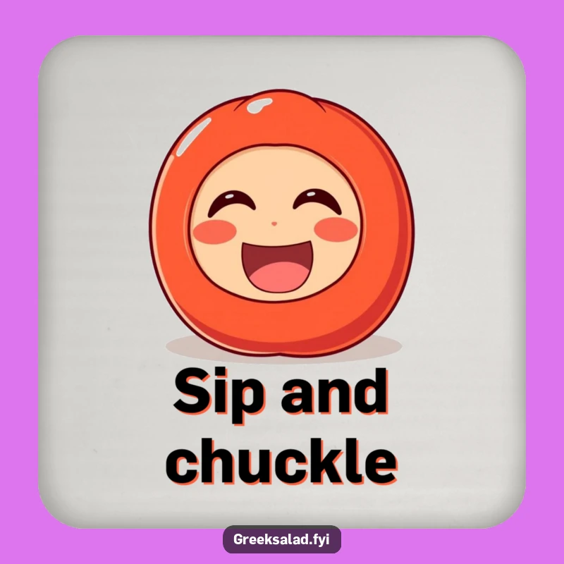 Funny Laughing Tomato Drink Coaster: Protect Surfaces with Cheerful Veggie Charm