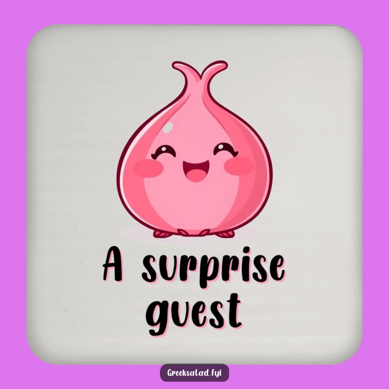 Funny Red Onion Peek Coaster - Add Veggie Humor to Your Table