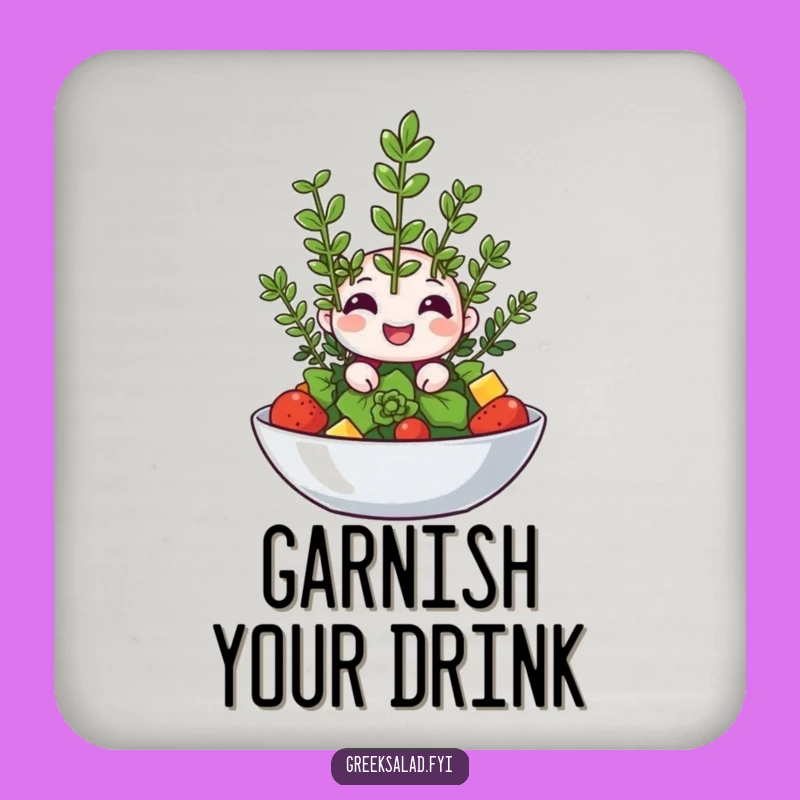 Funny Happy Oregano Wink Drink Coaster: Protect Surfaces with Herbal Charm!