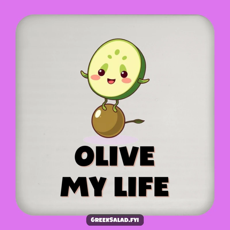 Funny Cucumber & Olive Drink Coasters: Protect Surfaces with Healthy Humor