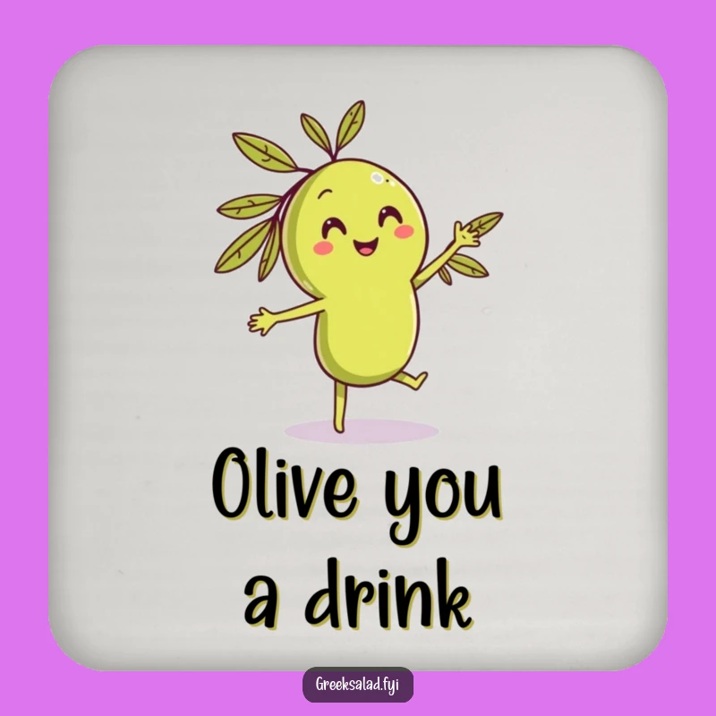 Funny Dancing Olive Drink Coaster, Hilarious Food Decor for Table Protection