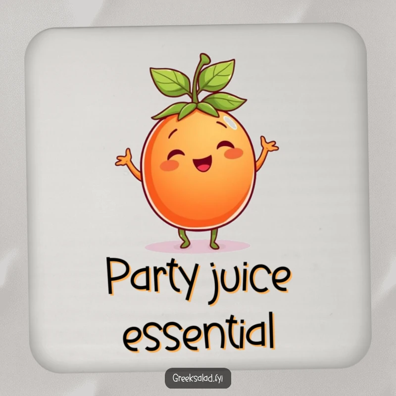 Funny Tomato Coaster: A smiling tomato with a leaf hat dances playfully, ready to protect your surfaces with charm.