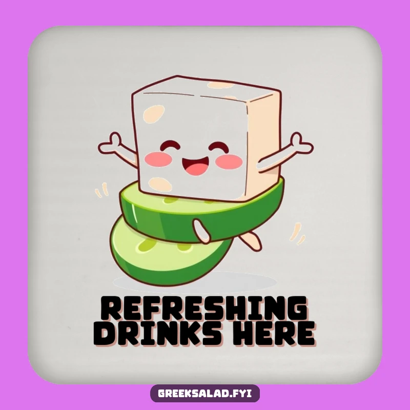 Funny Feta Leap Coaster - Protect Surfaces with Cheesy Humor