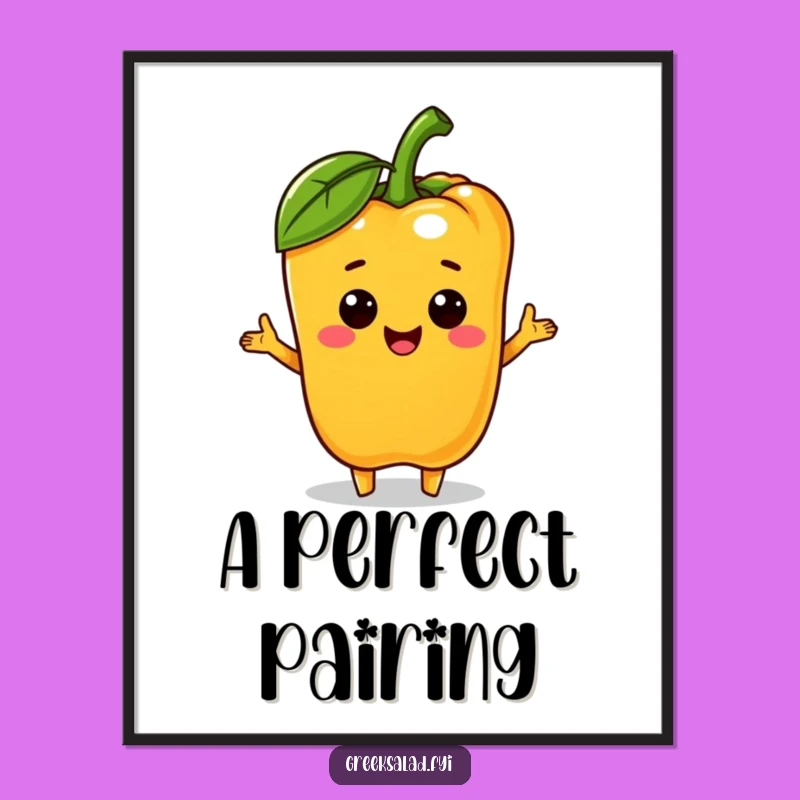 Funny Bell Pepper Olive Poster: A Cheerful Veggie Friendship Artwork