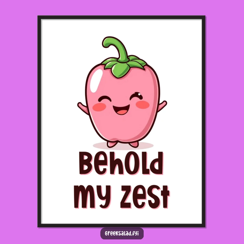 Funny Cheerful Bell Pepper Poster: Brighten Your Walls with Veggie Smiles!