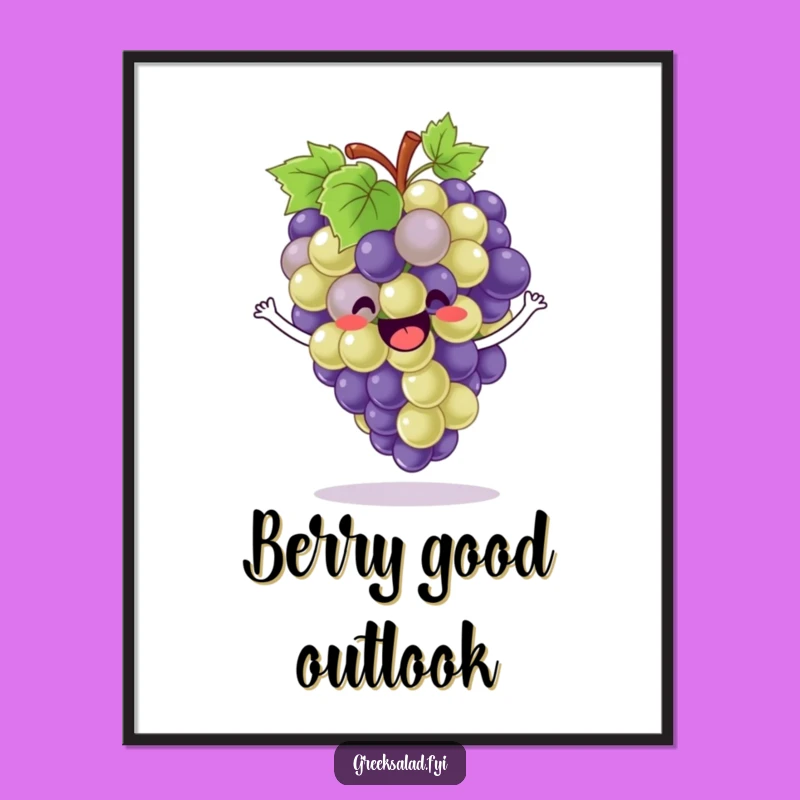 Funny Poster: Bouncing Grapes, Enthusiastic Art, Whimsical Decor