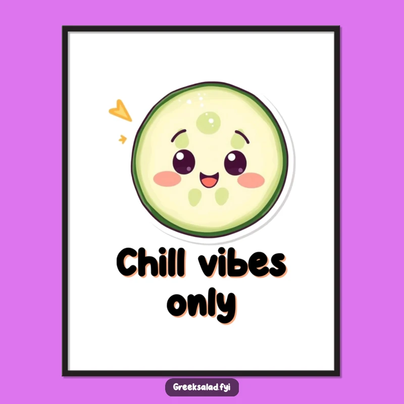 Funny Cucumber Slice Wink Poster - Whimsical Veggie Art for Your Walls