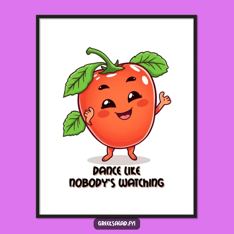 Funny Tomato Dance Poster - Goofy Veggie Grooves Art, Hilarious Funny Gift