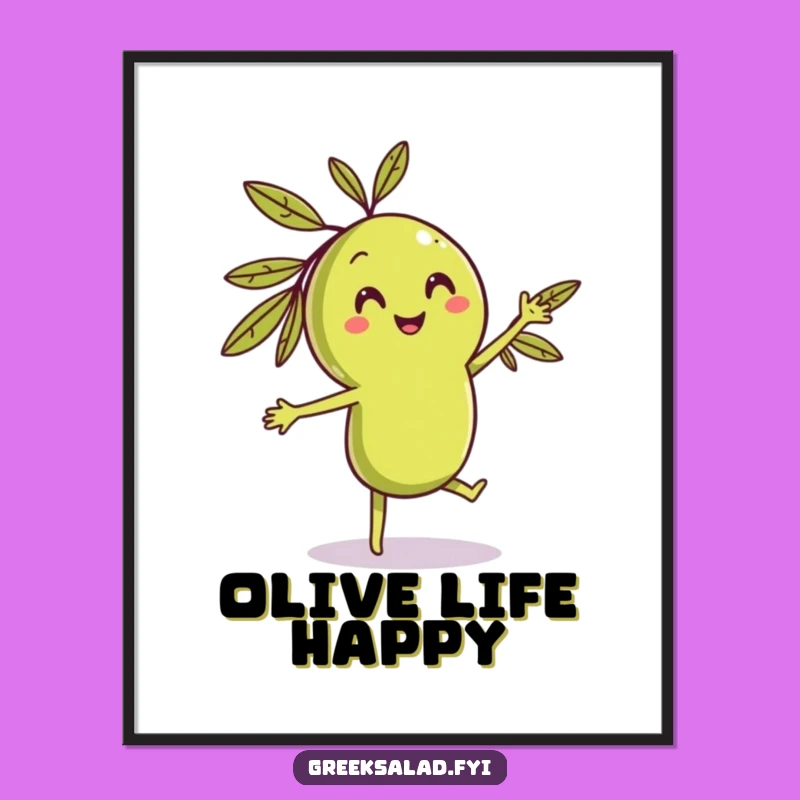 Funny Dancing Olive Poster, Hilarious Food Art for a Lively Atmosphere