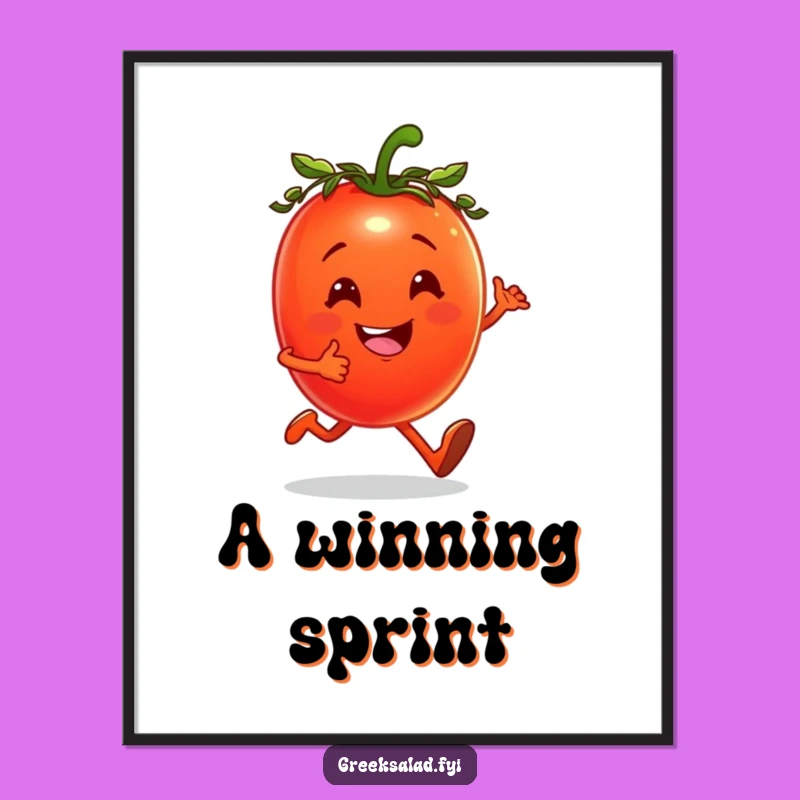 Funny Jogging Tomato Poster: Cheerful Fitness Art, Healthy Humor Gift