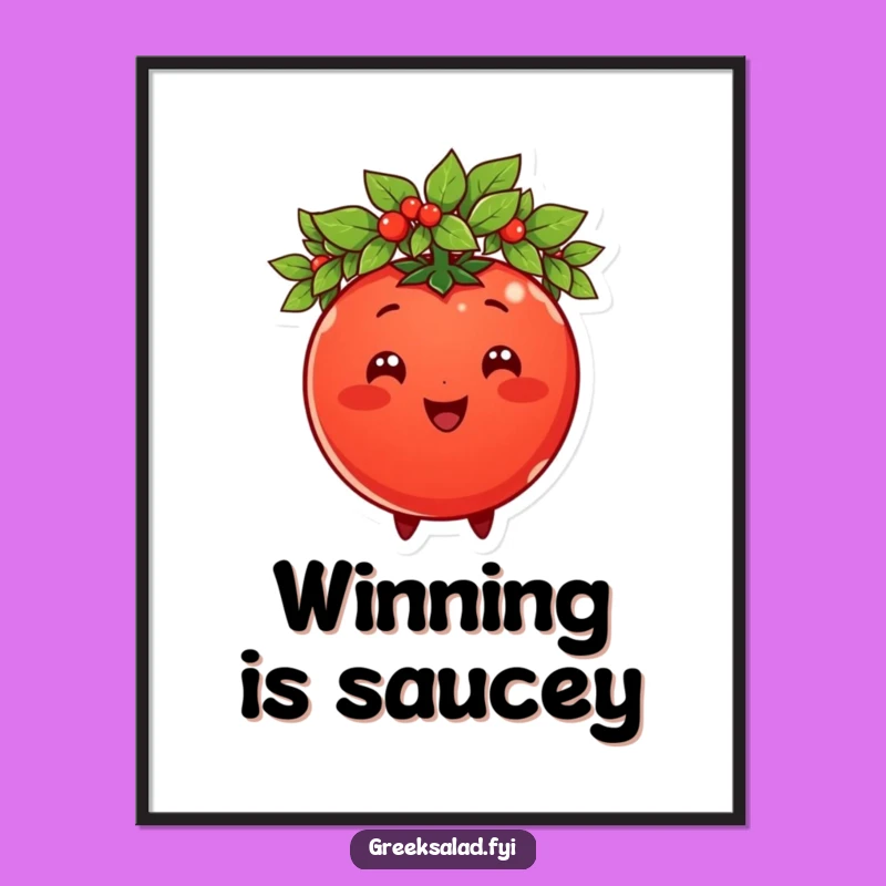 Funny Regal Tomato Poster: Majestic Laurel Wreath Art for Your Wall