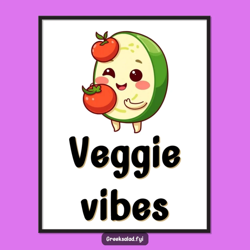 Funny Shy Cucumber Poster: Charming Veggie Art, Perfect Humorous Gift Decor