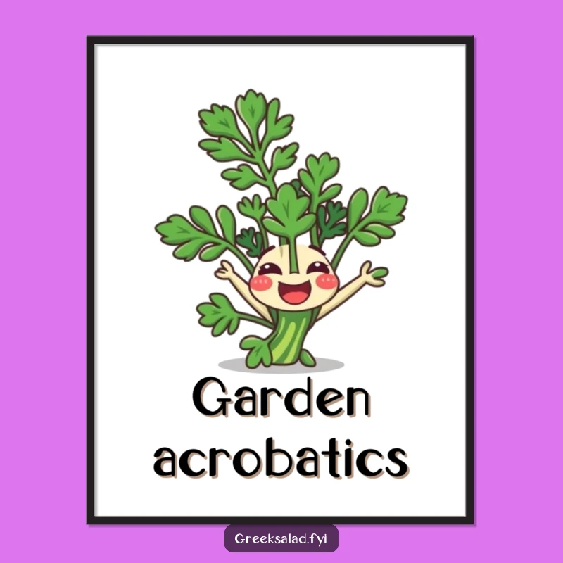 Funny Poster: Parsley Somersault, Fresh Art, Kitchen Decor