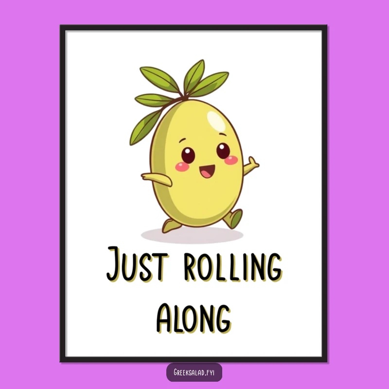 Funny Greek Olive Rolling Poster: Decorate Your Walls with Mediterranean Whimsy!