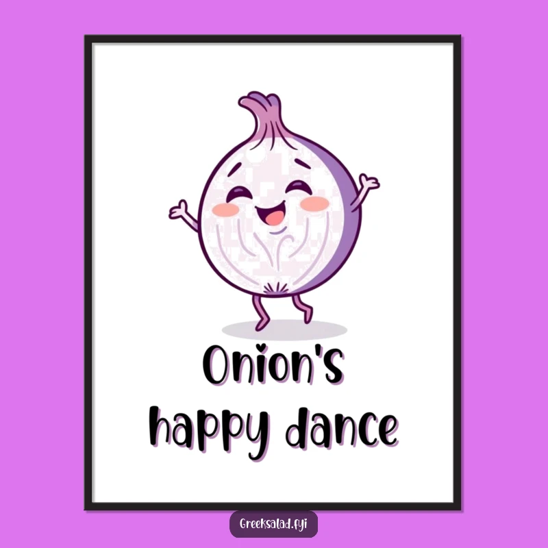 Funny Onion Slice Dancing Poster: Whimsical Cartoon Art for Your Space