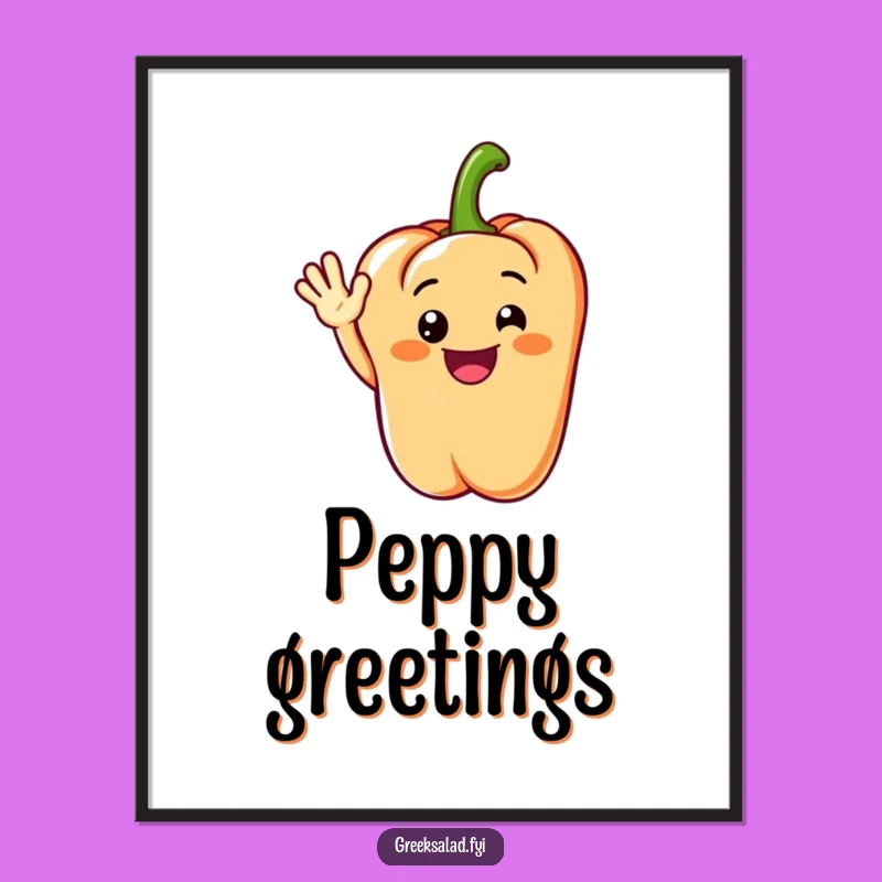 Funny Grinning Pepper Poster: Wall Art that Waves Hello