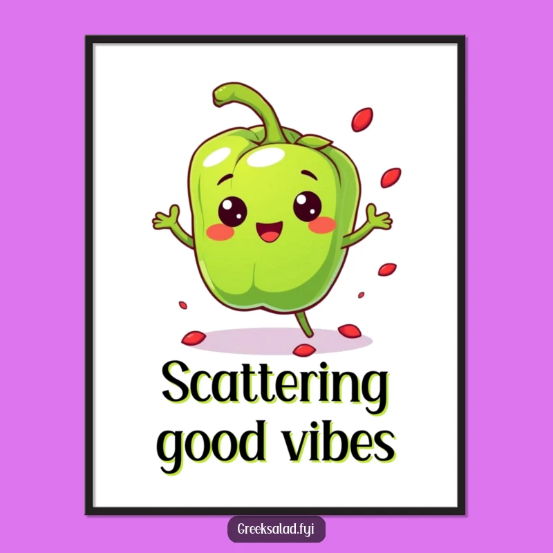 Funny Bell Pepper Poster - Energetic Bouncing Art for Foodies