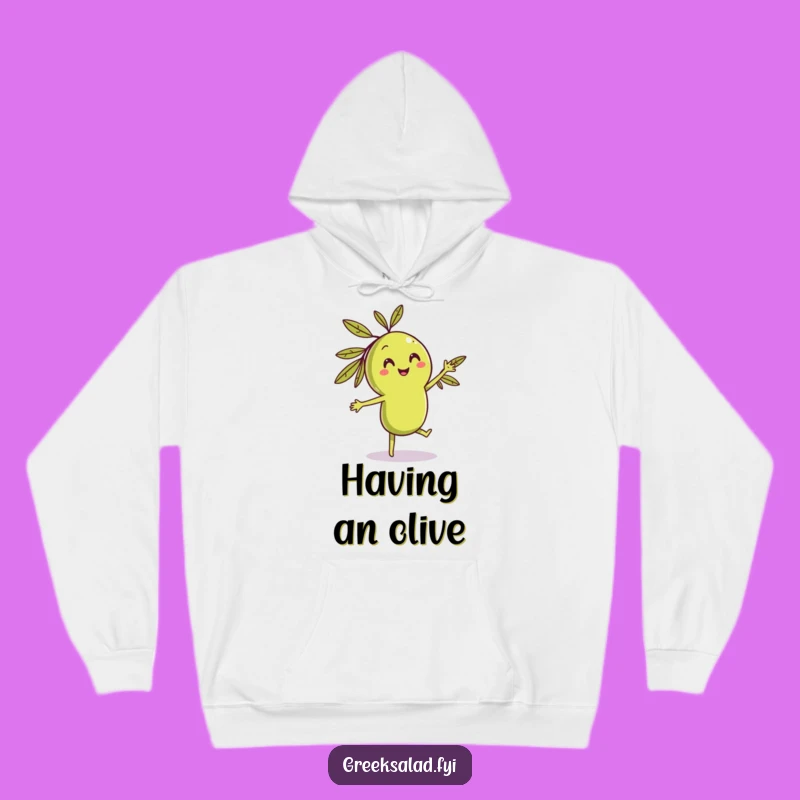 Cozy Funny Dancing Olive Hoodie, Hilarious Character for Warm Dance Parties