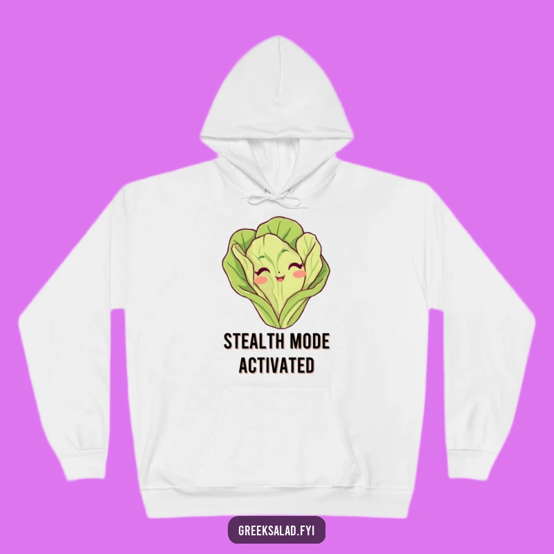Funny Lettuce Leaf Peeking Hoodie: Cozy Vegetable Character Wear, Perfect Funny Gift!