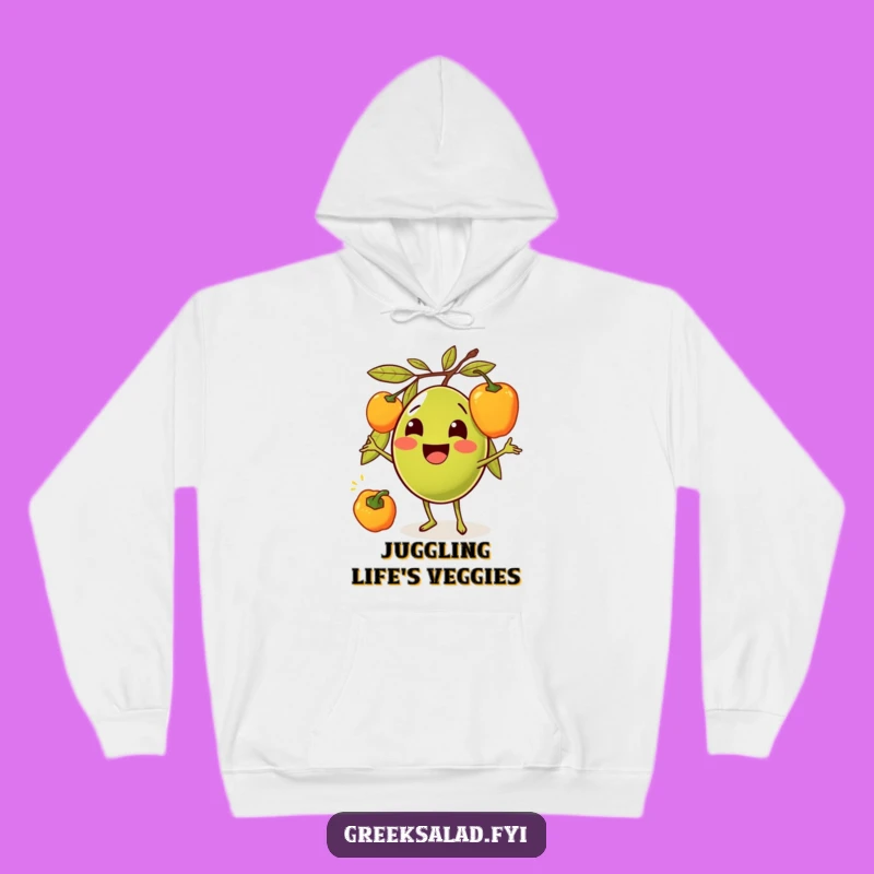 Funny Olive Juggling Peppers Hoodie: Cozy Cartoon Comfort and Hilarious Style