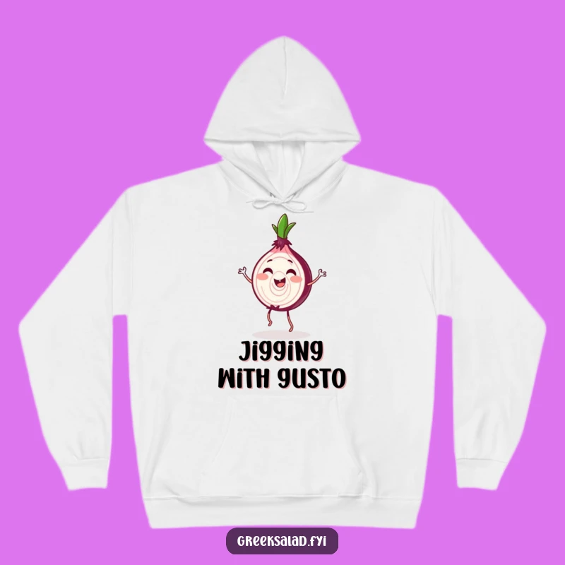Funny Red Onion Jig Hoodie - Cozy Dance Vibes, Whimsical Humor Gift for Comfort