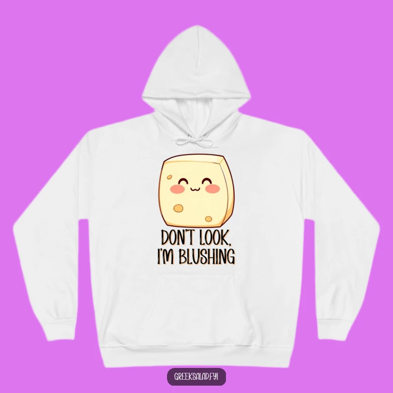 Funny Shy Feta Cheese Hoodie: Cozy Up with Adorable Blushing Dairy Comfort