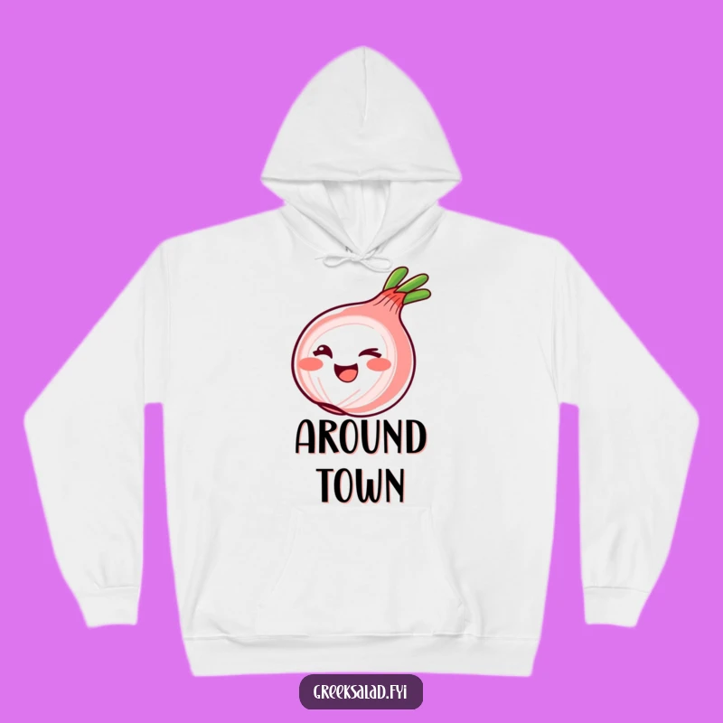 Funny Winking Onion Ring Hoodie: Stay Cozy with This Playful Vegetable's Cheeky Charm