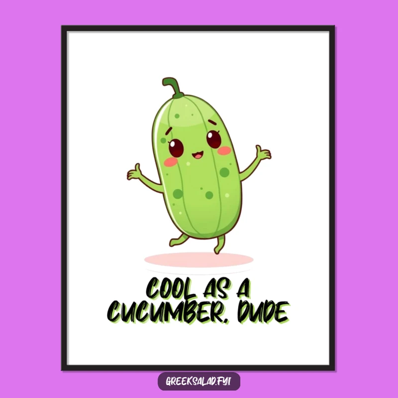 Free Printable Wall Art: Dancing Cucumber Groove Decor, Downloadable Art