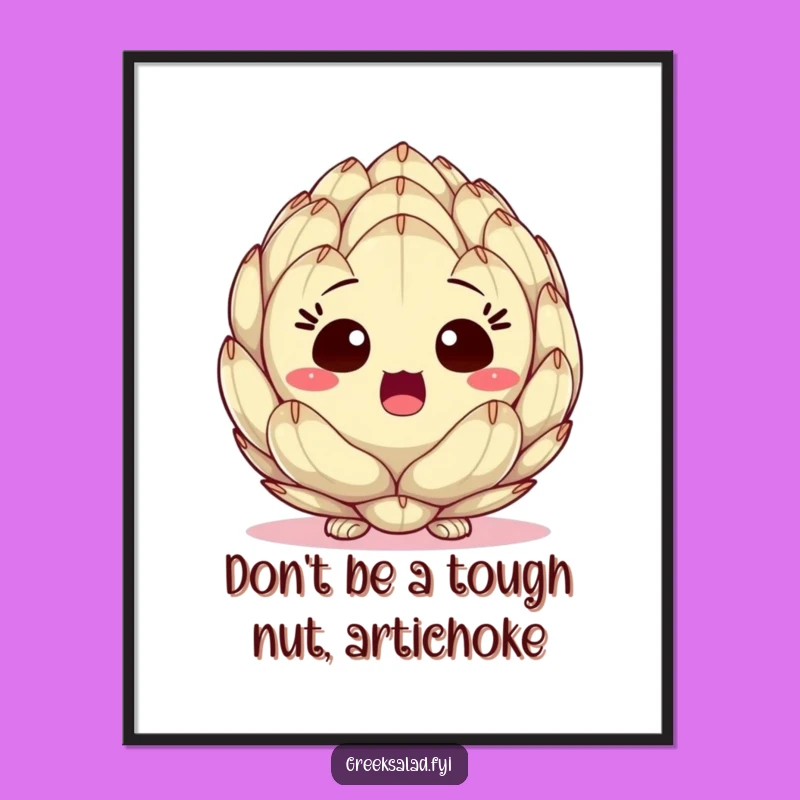 Funny Free Printable Wall Art: Surprised Artichoke Heart Peeking Downloadable Art