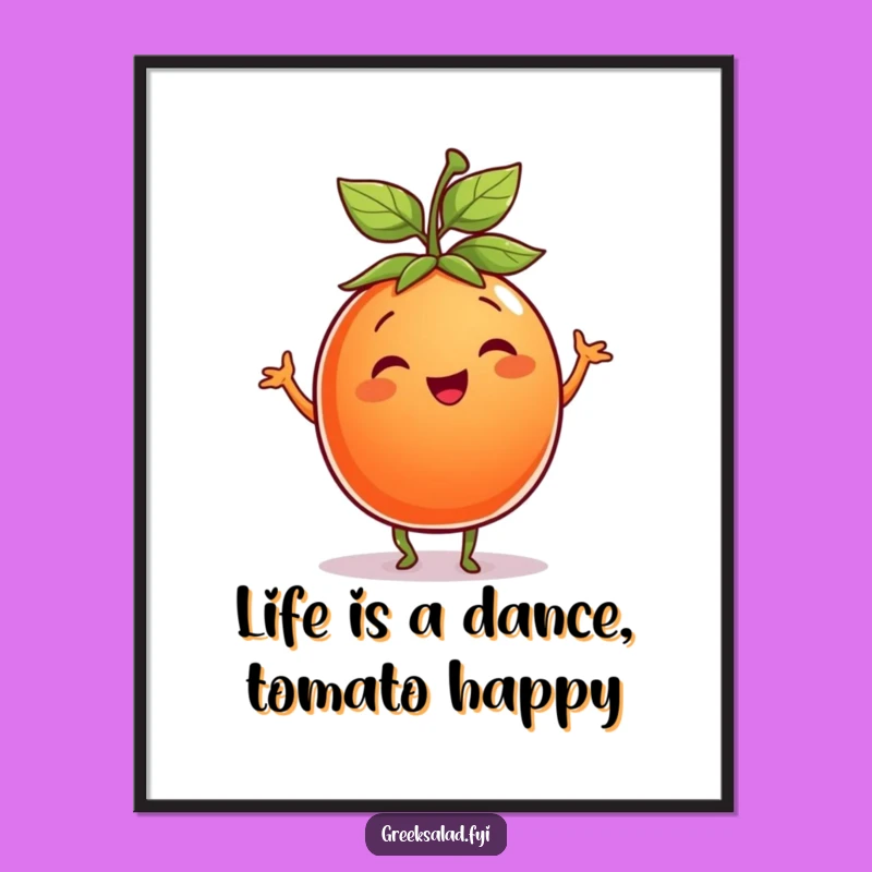 Funny Free Printable Tomato Wall Art: Dancing Downloadable Decor with a Cheerful Vibe