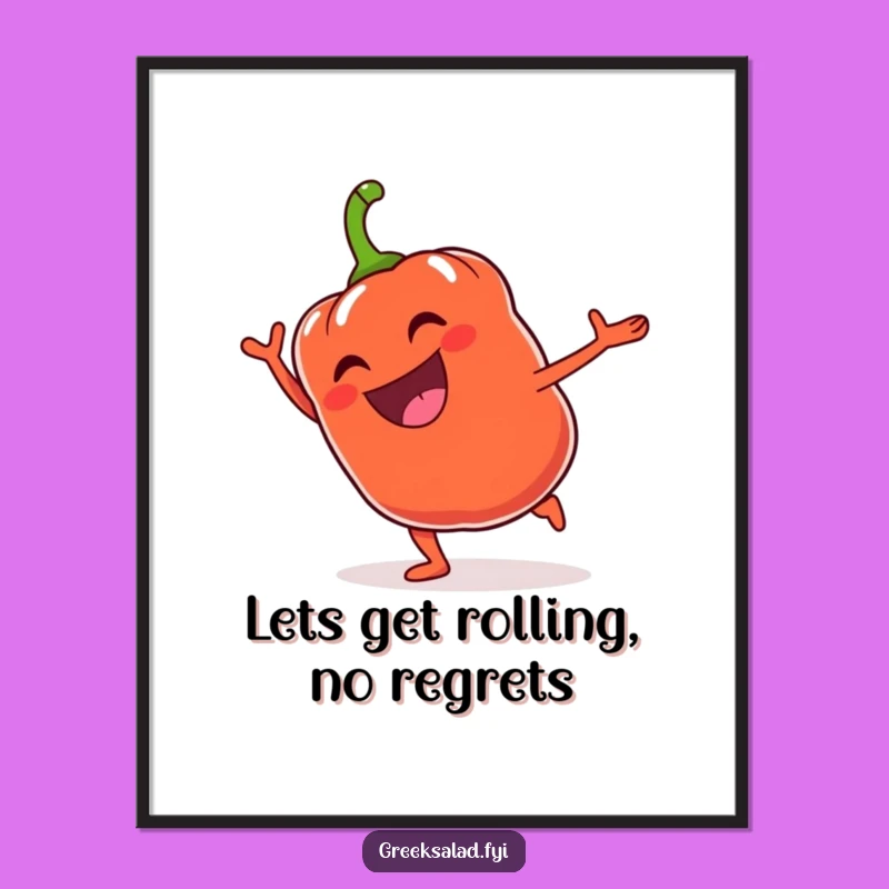 Funny Free Printable Wall Art: Bell Pepper Cartwheel - Energetic Downloadable Decor