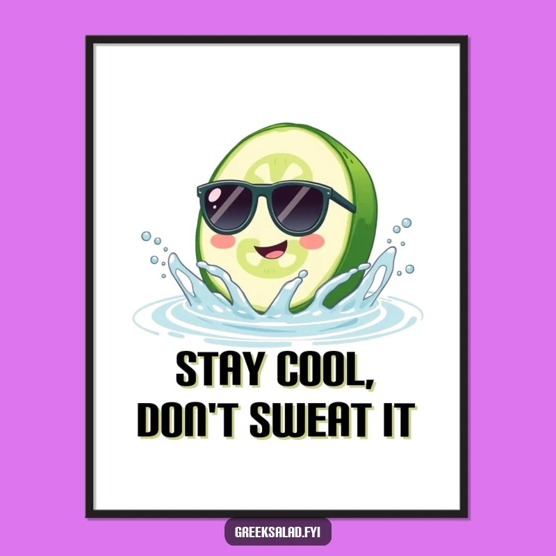 Funny Free Printable Wall Art: Cucumber Sunglasses Splash - Quirky Downloadable Decor