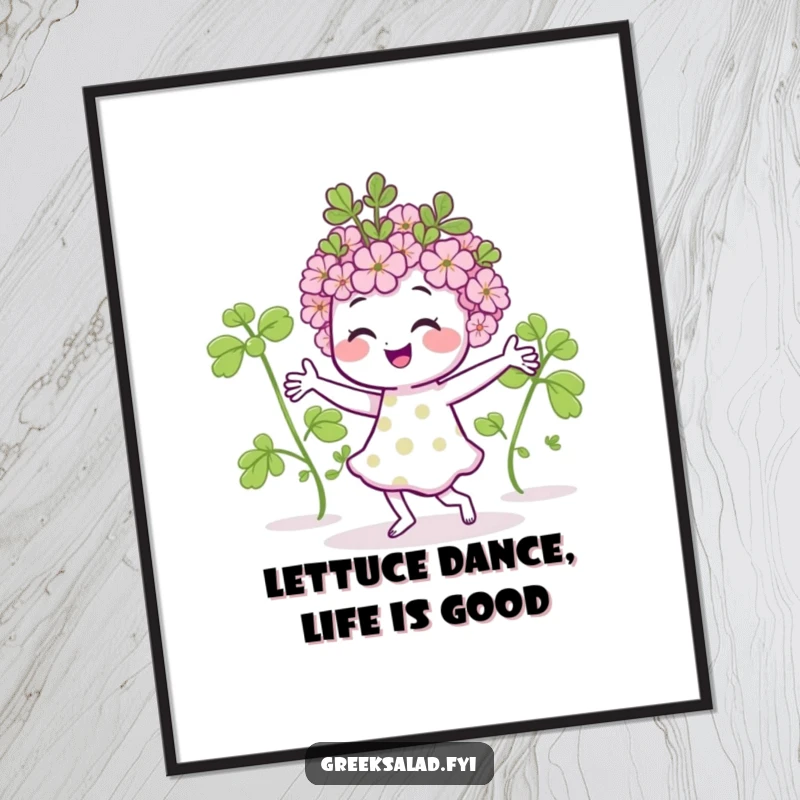 Funny Free Printable wall art: An oregano sprig performing a joyful dance, bringing humor and personality to any wall. Great for kitchen decor.