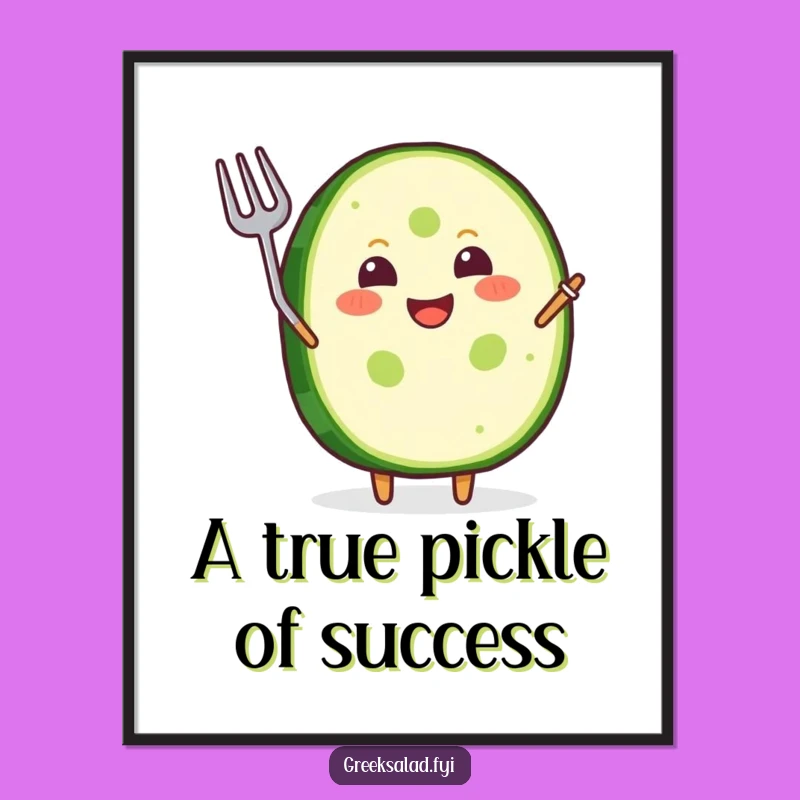 Funny Free Printable Wall Art: Grinning Cucumber - Downloadable Foodie Humor!