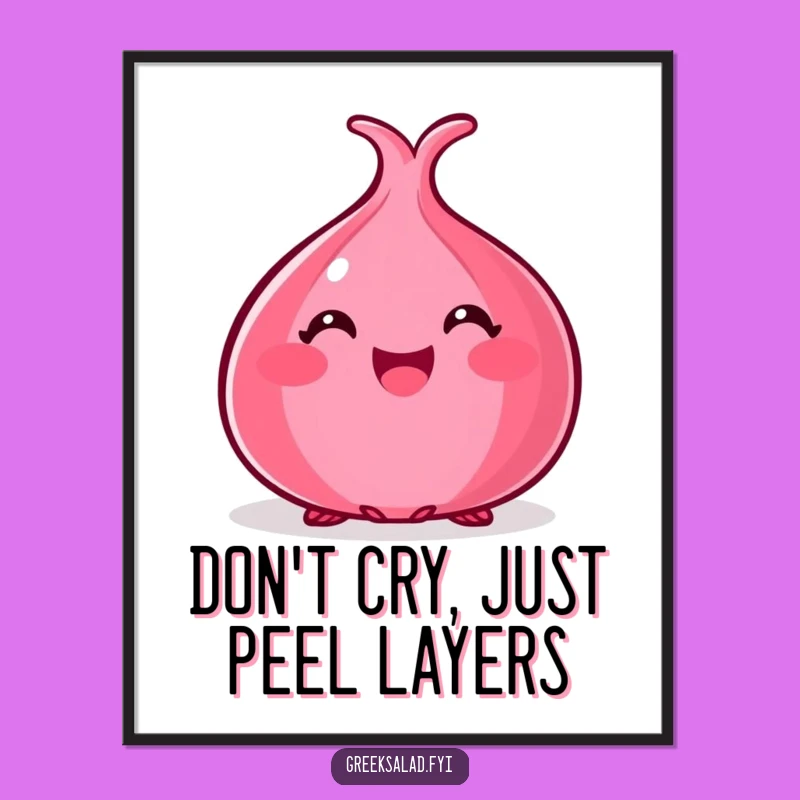 Funny Free Printable Wall Art: Happy Onion Peek - Quirky Kitchen Downloadable