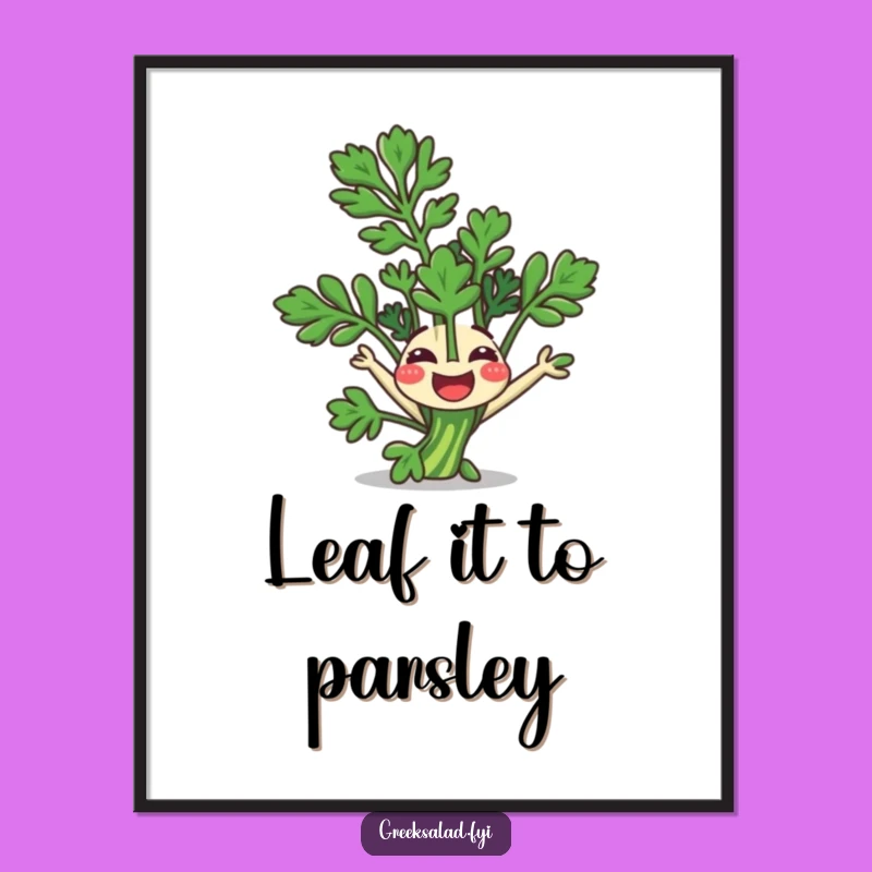 Funny Free Printable Wall Art: Parsley Somersault - Downloadable Herbaceous Whimsy!