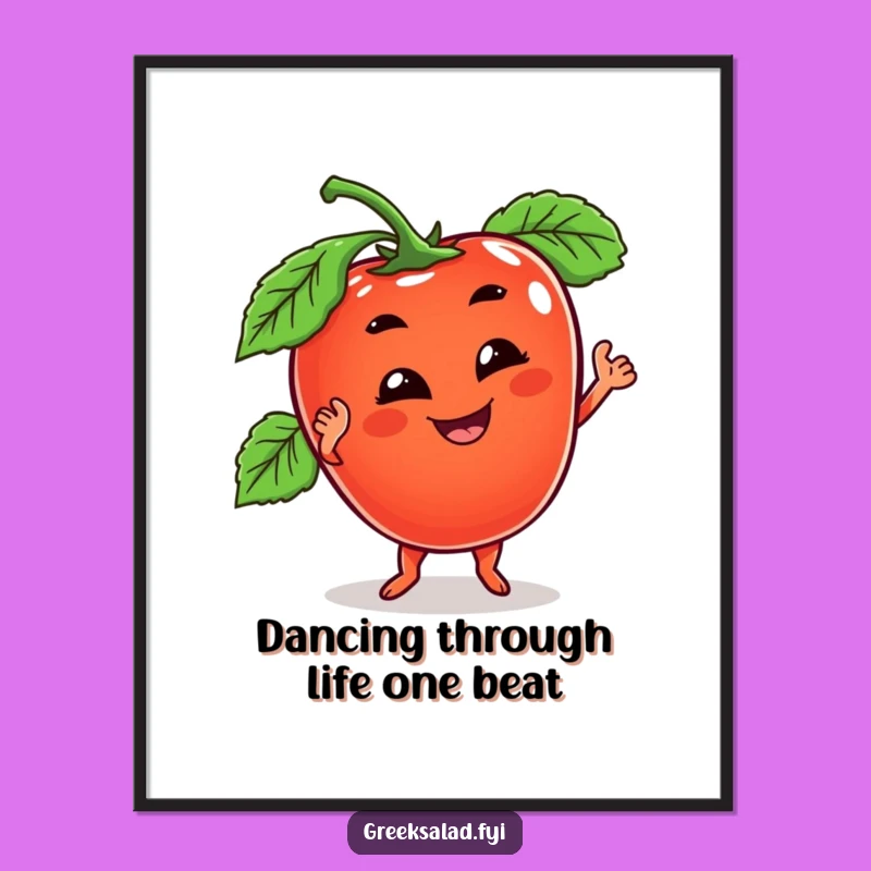 Funny Free Printable Wall Art: Wobbly Tomato Dancer, Hilarious Downloadable Art