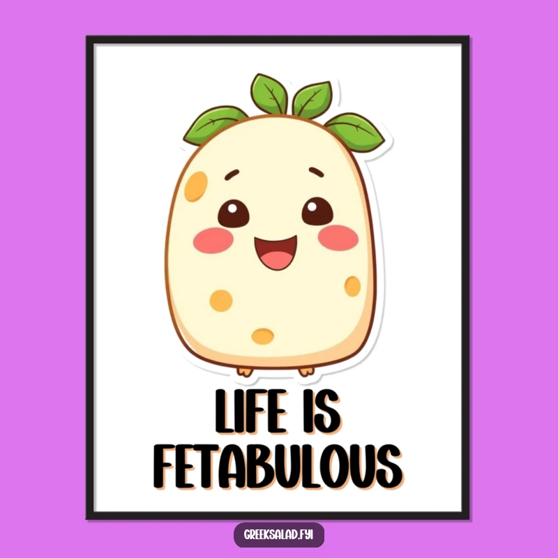 Funny Printable Wall Art: Smiling Feta Cheese - Free Downloadable Decor