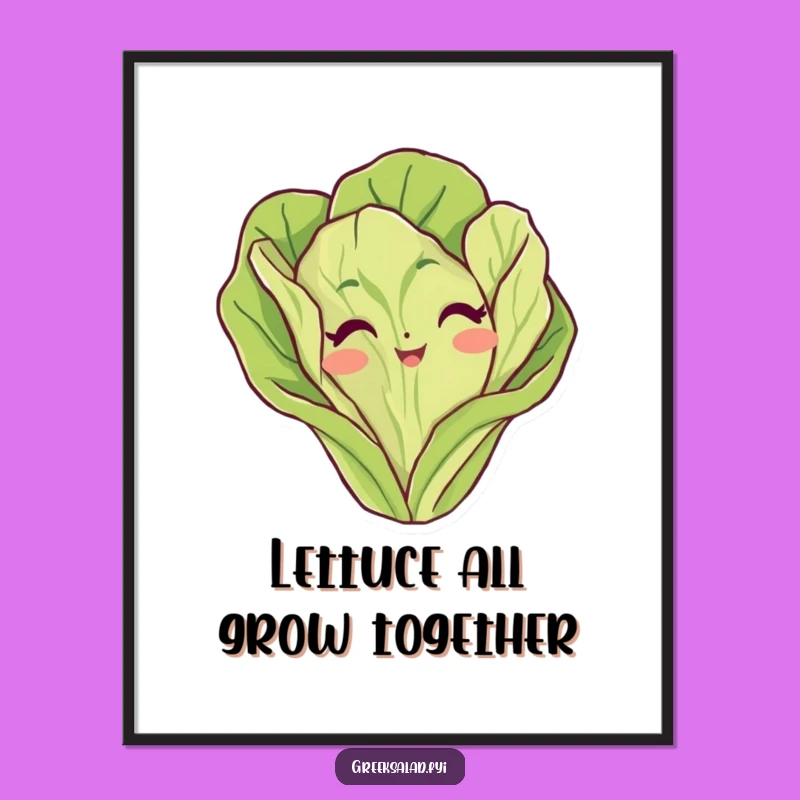 Funny Free Printable Wall Art: Peeking Lettuce Leaf for Quirky Home Decor Downloadable Gift!