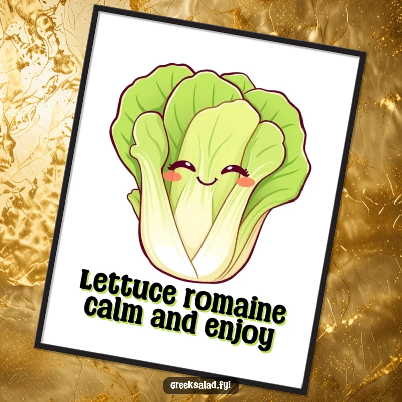 Funny Free Printable wall art: A romaine lettuce leaf with a huge giggle, waving hello. Adds a quirky, humorous touch to any room.