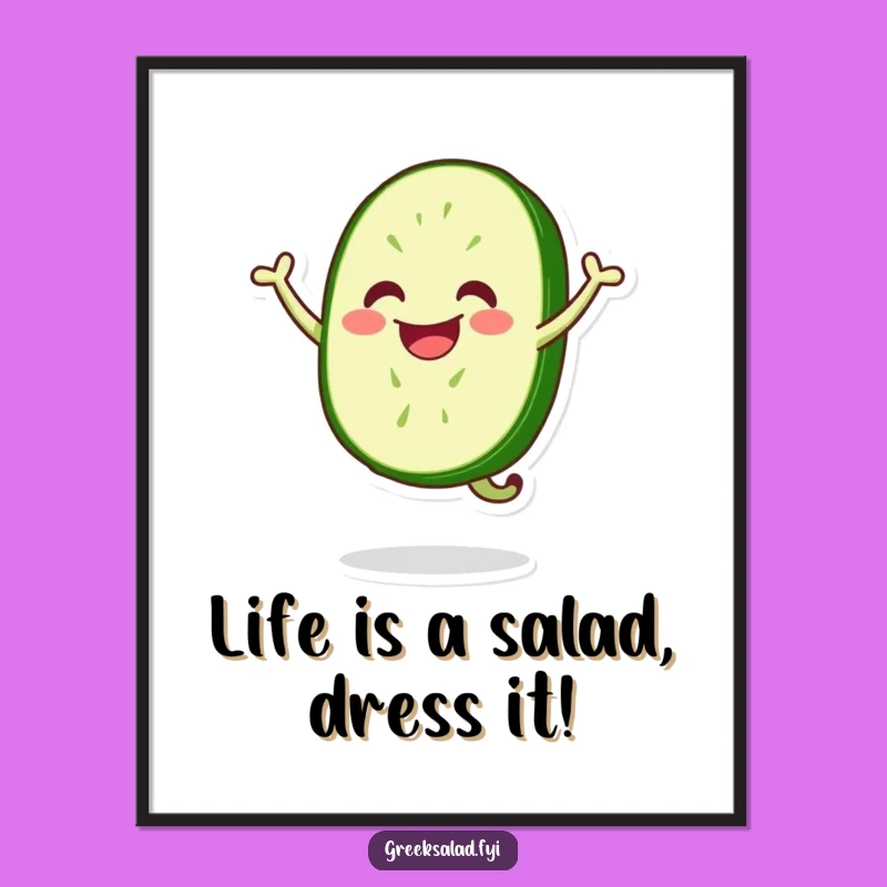 Free Printable Jumping Cucumber Wall Art: Funny Downloadable Decor for Your Kitchen!