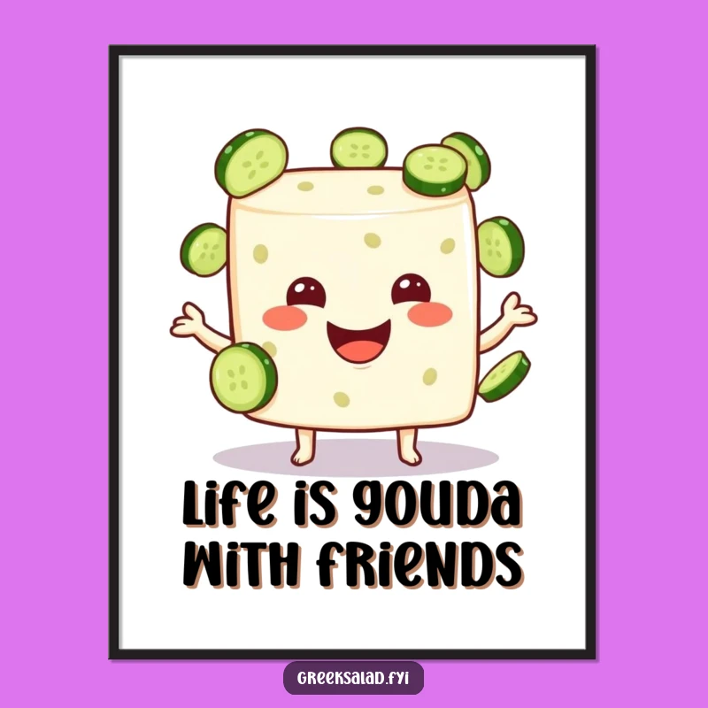 Funny Free Printable Wall Art: Feta Cheese Juggling Cucumbers Decor