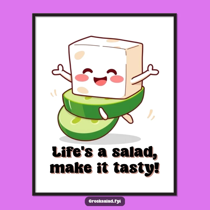 Funny Free Printable Wall Art: Feta & Cucumber Leap Downloadable Art Gift