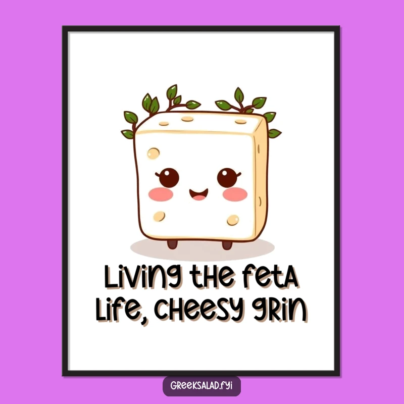 Funny Free Printable Feta Cheese Wall Art: Humorous Downloadable Decor for Kitchen