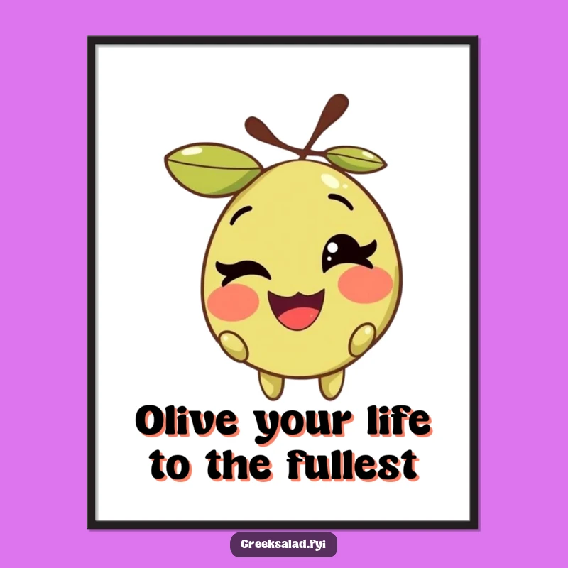 Funny Free Printable Wall Art: Winking Olive Character, Punny Downloadable Decor!