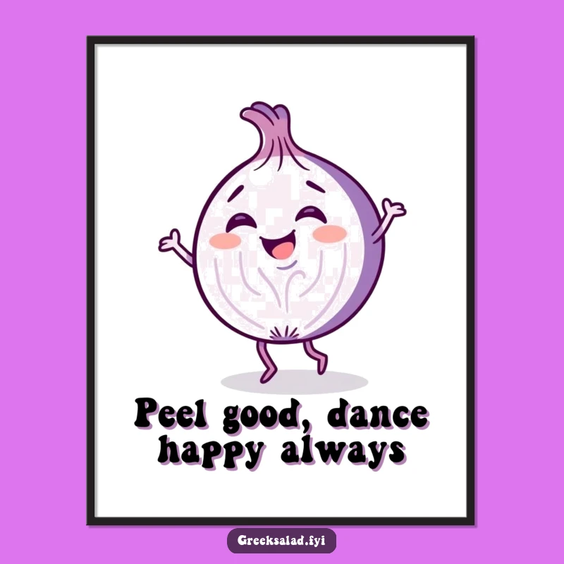 Funny Free Printable Wall Art: Dancing Onion Slice, Quirky Downloadable Decor