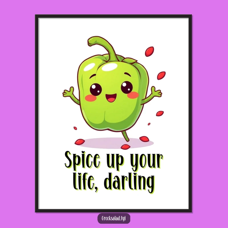 Free Printable Wall Art: Bouncing Bell Pepper, Colorful Downloadable Decor Gift