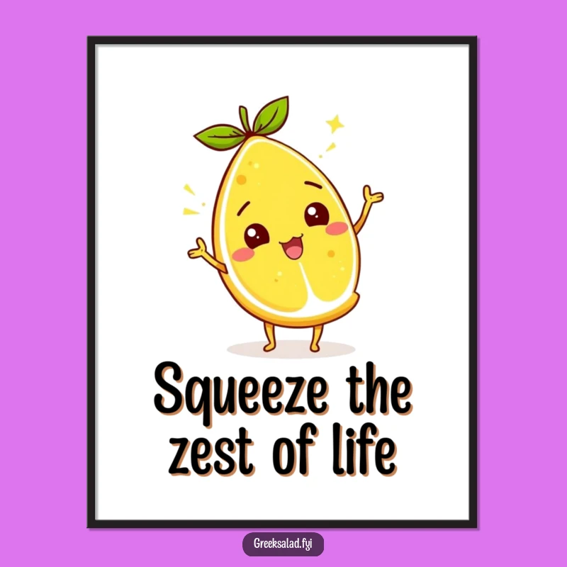 Vibrant Free Printable Wall Art: Wiggling Lemon for a Sunny Downloadable Gift!
