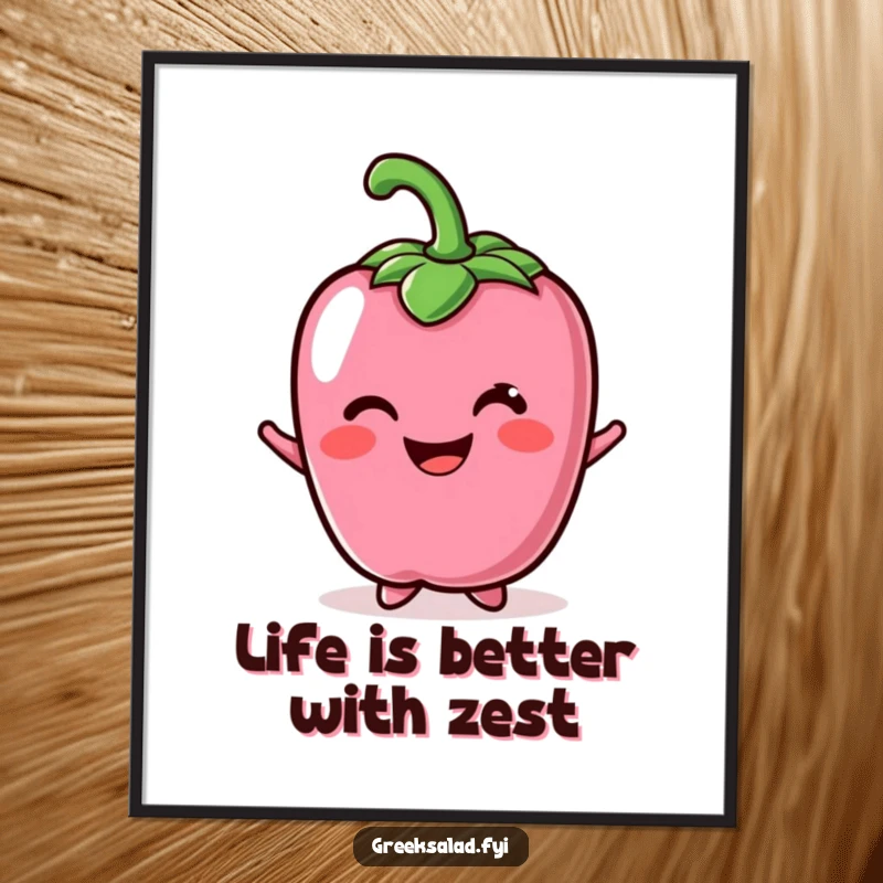 Free Printable Wall Art featuring a cheerful bell pepper character with a wide, bright smile, bringing a touch of whimsy.