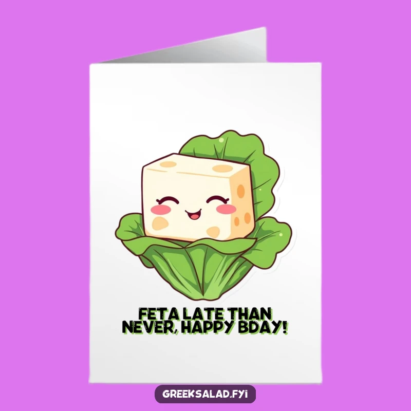 Free Printable Birthday Card: Happy Feta Cheese Winking, Funny Downloadable Gift